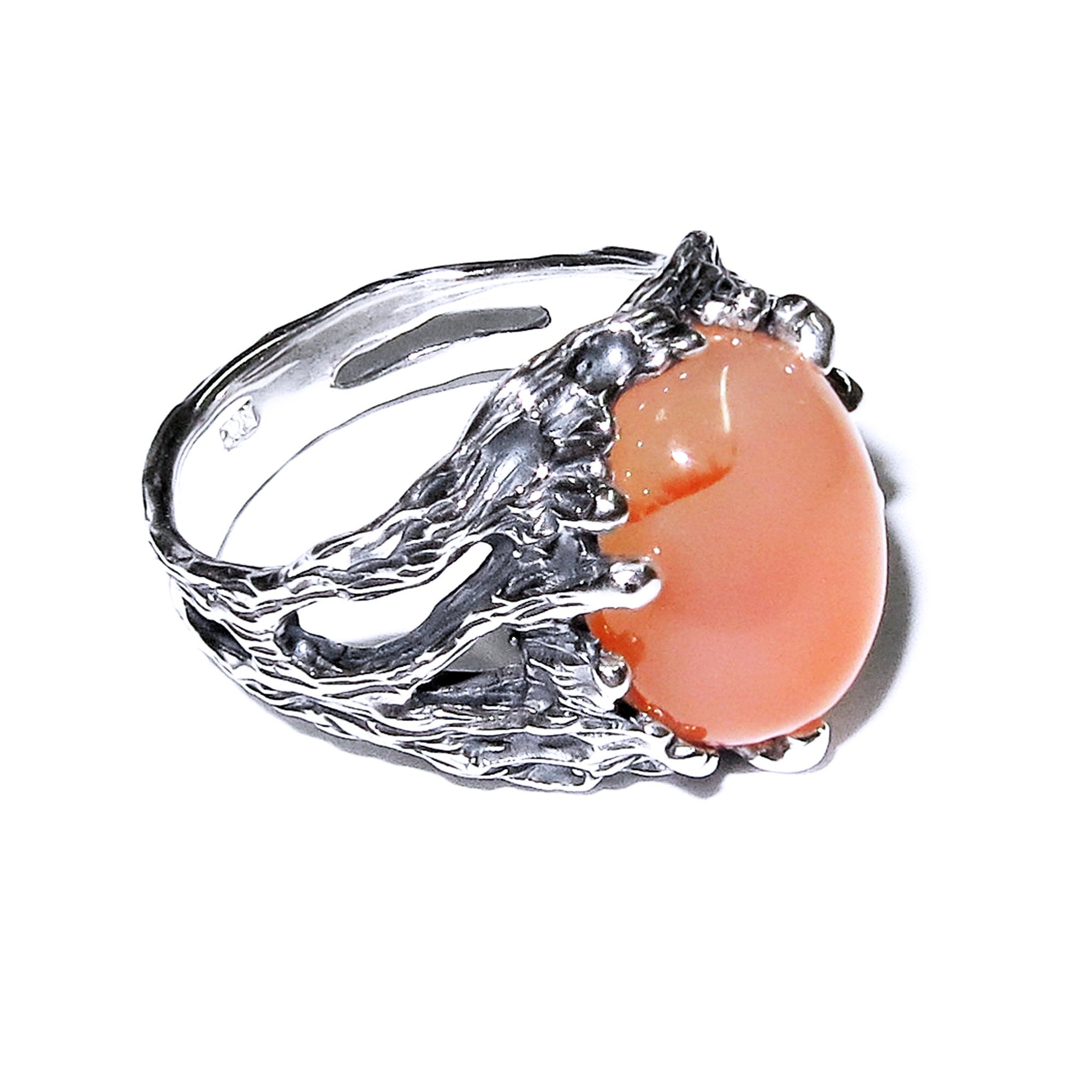 Statement Natural opal ring 925 sterling silver size 8, Handmade ring, single copy, sterling silver, Orange opal, silver ring, gemstone