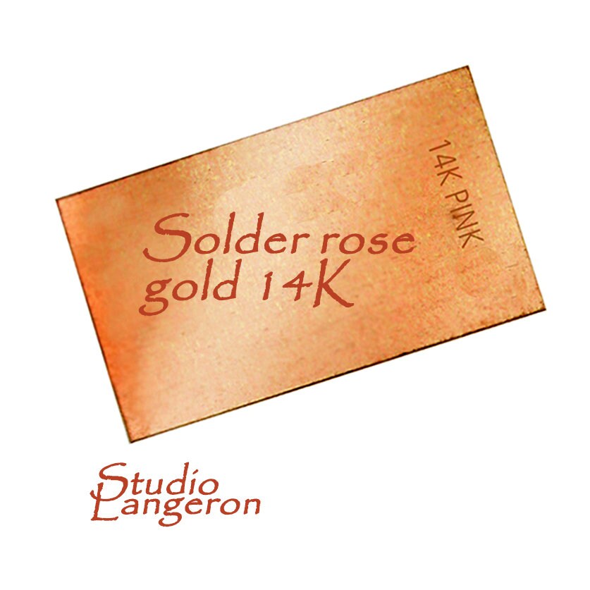 14K Rose Gold Sheet Solder, Jewelry making, solder rose gold, sheet gold, solid gold, easy and hard solder rose gold - 1 gram (50x2 mm)