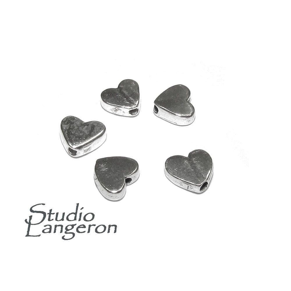 925 Sterling silver Heart flat beads size 5.7x2.2 mm, Flat beads, Beads for bracelets, 925 Silver beads, Jewelry making, Beads - 1 piece