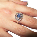 Statement Sapphire ring 925 sterling silver size 5 1/2, Handmade ring, single copy, 925 sterling silver, Natural Sapphire, gemstone