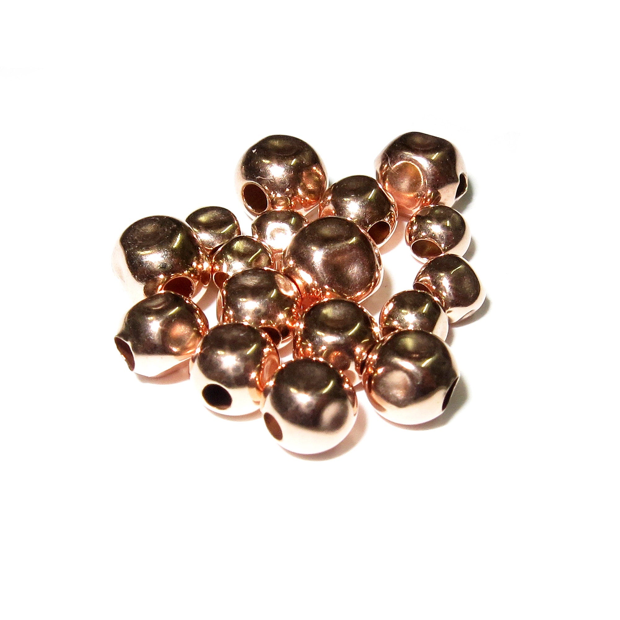 14K Rose gold filled hammered beads size 3.0-12.0 mm, Hammered gold filled beads, Jewelry making, Rose gold filled beads - 1 piece