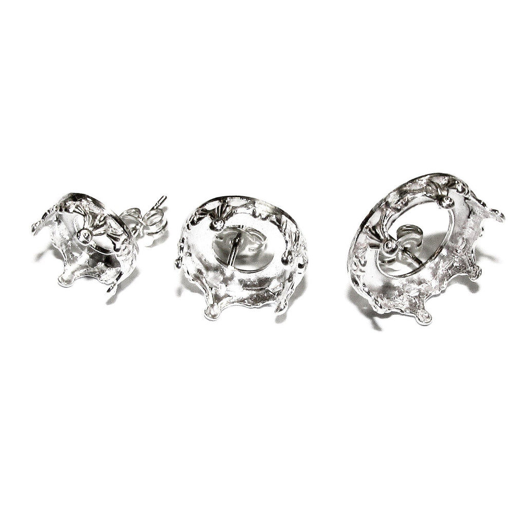 925 Sterling Silver Blank earrings size 8, 10, 12 mm, Bezel cup, Setting, Base Earring, Jewelry making, Silver Earrings - 1 pair (2 pieces)