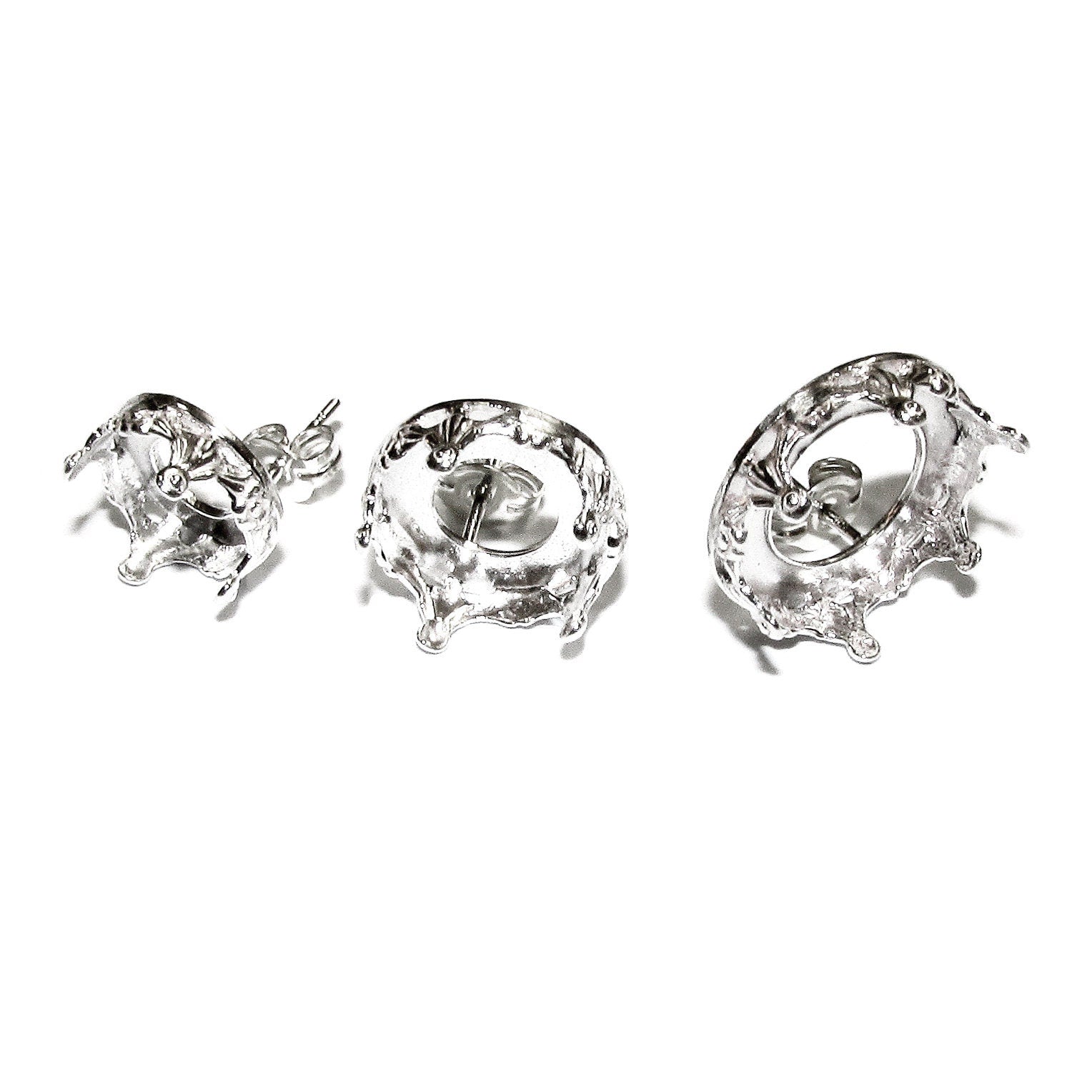 925 Sterling Silver Blank earrings size 8, 10, 12 mm, Bezel cup, Setting, Base Earring, Jewelry making, Silver Earrings - 1 pair (2 pieces)