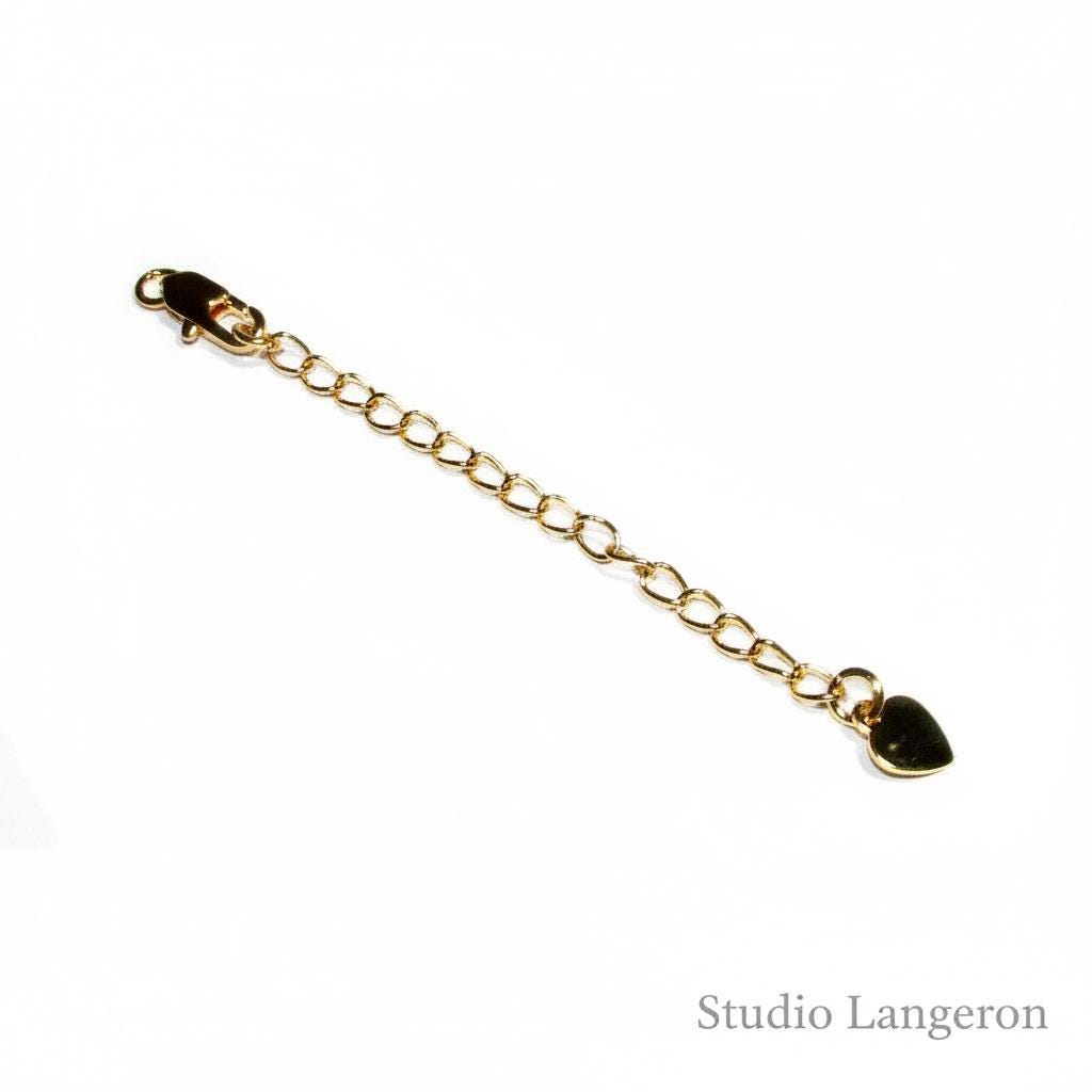 14K Gold Filled Extension Chain size 7.2cm, oval chain 5.0x3.0mm, lobster clasp 12.5mm, heart 8.0mm - 1 piece