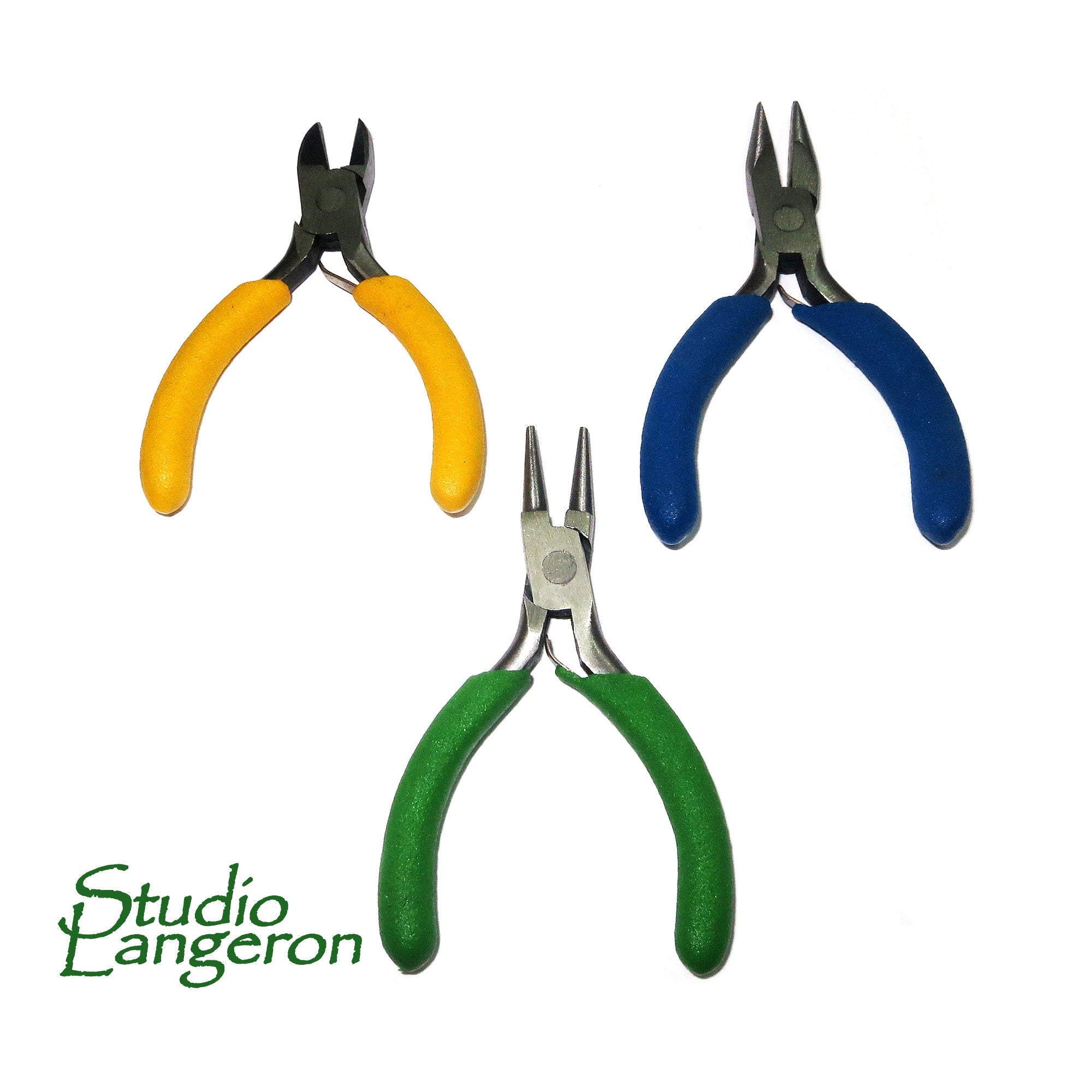 Color ID 3-piece Mini Plier set for Jewelry Making PL3MINI, BeadSmith, Length 76 mm (3.0 inch), Jewelry making  - 1 piece