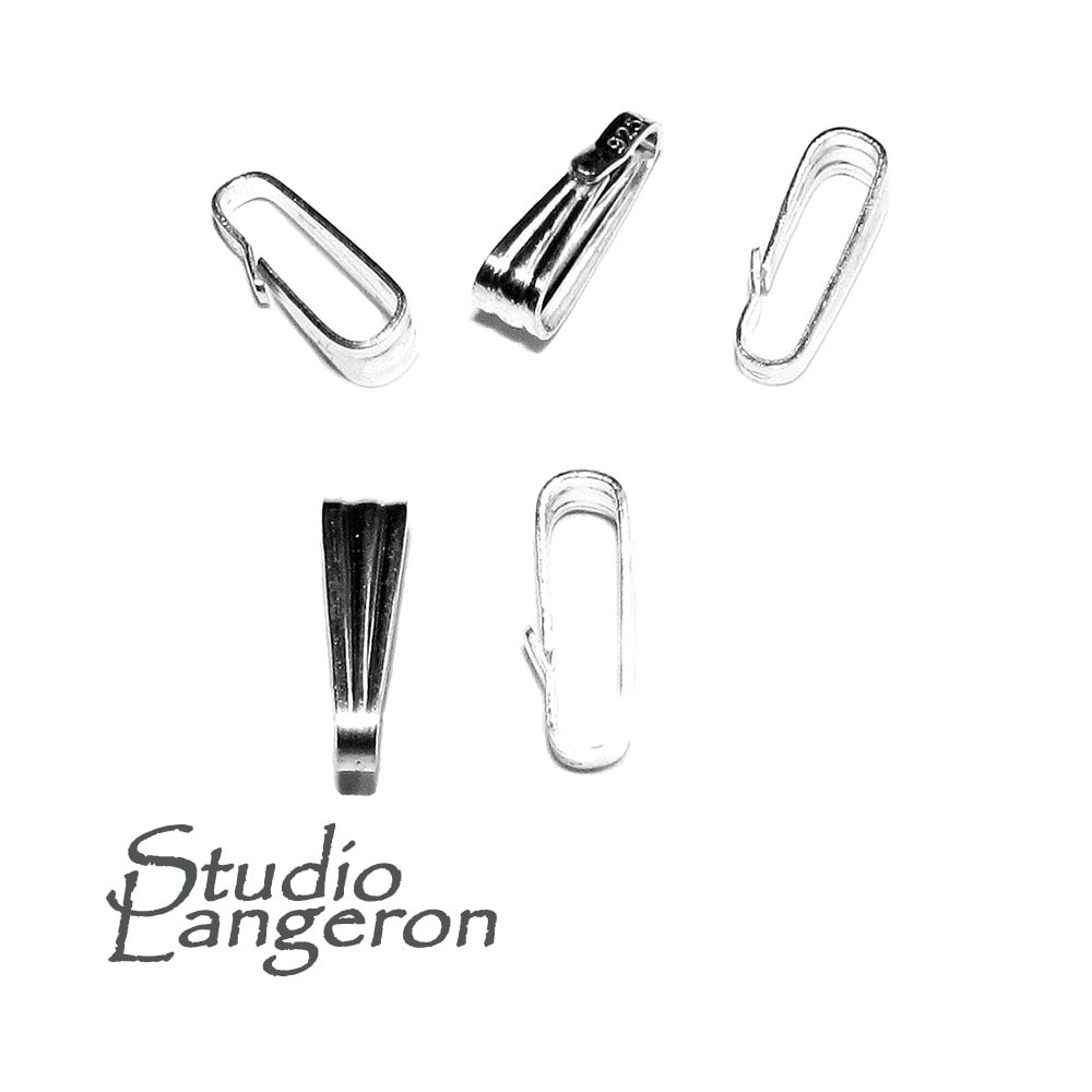 925 Sterling silver medium Snap-On Pendant Bail size 8.5x2.5 mm, sterling silver snap-on Bail, Jewelry making, Bail findings - 1 piece