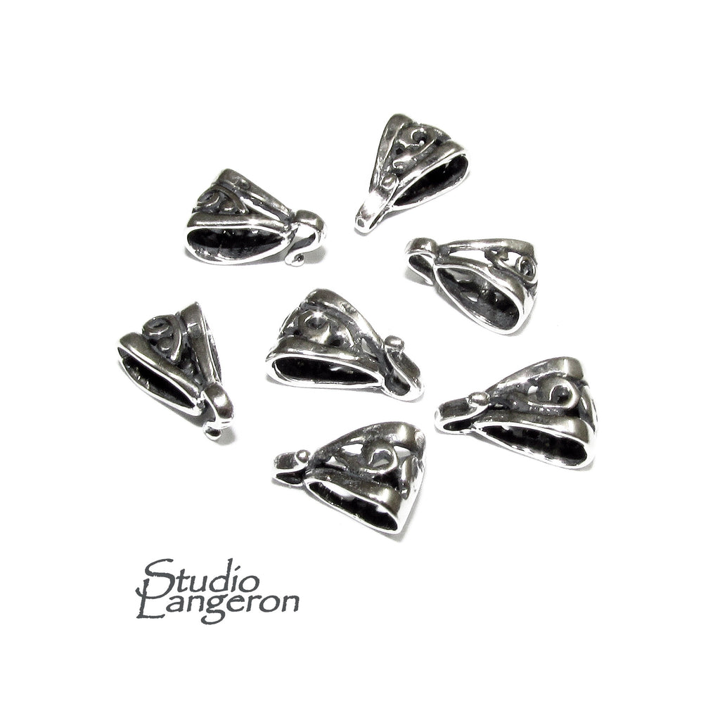 925 Sterling silver delicate filigree Pendant Bails with hook, Bail with hook, sterling silver Bail, Bail finding, Jewelry making - 1 piece