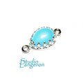 925 Sterling Silver natural blue chalcedony pear Connector size 18x8.5mm, Natural blue chalcedony, silver link, Jewelry making - 1 piece