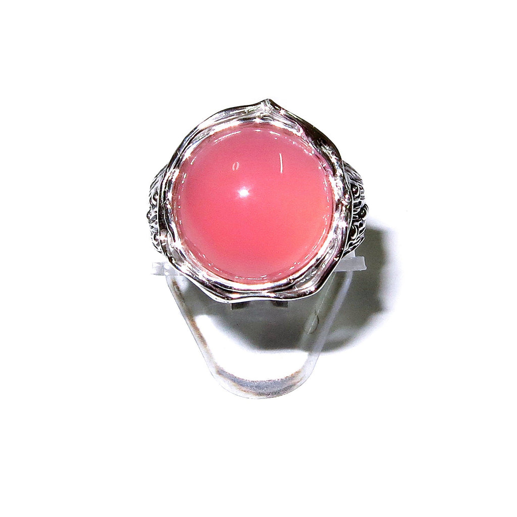 Statement Chalcedony ring 925 sterling silver size 7 1/2, Handmade ring, single copy, 925 sterling silver, Natural Chalcedony, gemstone