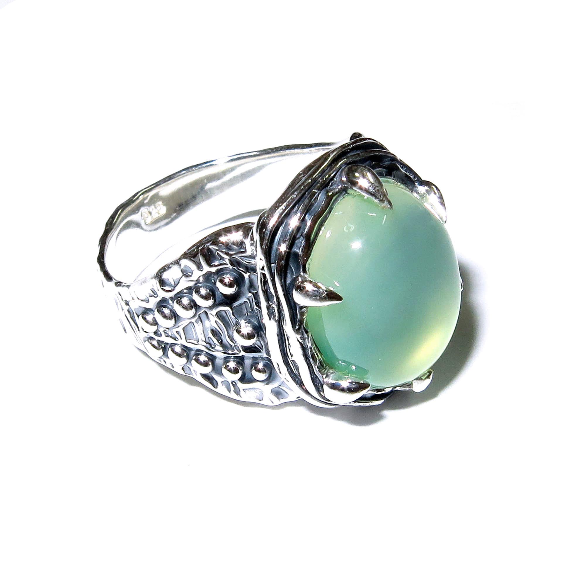 Statement Chalcedony ring 925 sterling silver size 6 1/2, Handmade ring, single copy, 925 sterling silver, Natural Chalcedony, gemstone