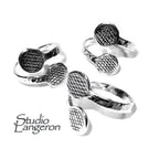 925 sterling silver open blank ring with two platform for gluing cabochons, silver ring, base ring, Jewelry making, open ring - 1 piece