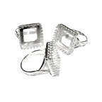 14x14mm 925 sterling silver blank ring with square bezel cup size 5, 6, 7, 8, 9, silver ring, base ring, jewelry making, bezel cup - 1 piece