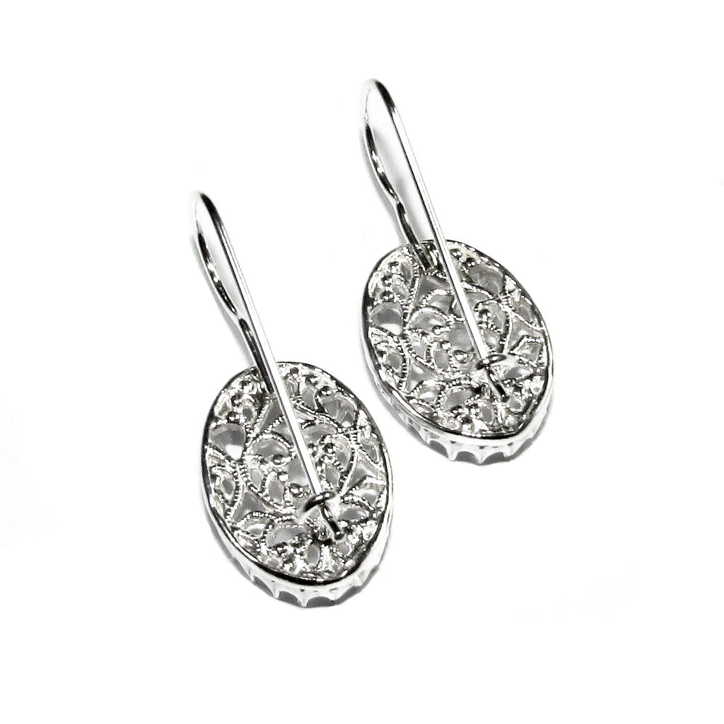 13x18 mm size 925 sterling silver blank earrings with bezel cup, Jewelry making, Setting, bezel cup, Base earrings - 1 pair (2 pieces)