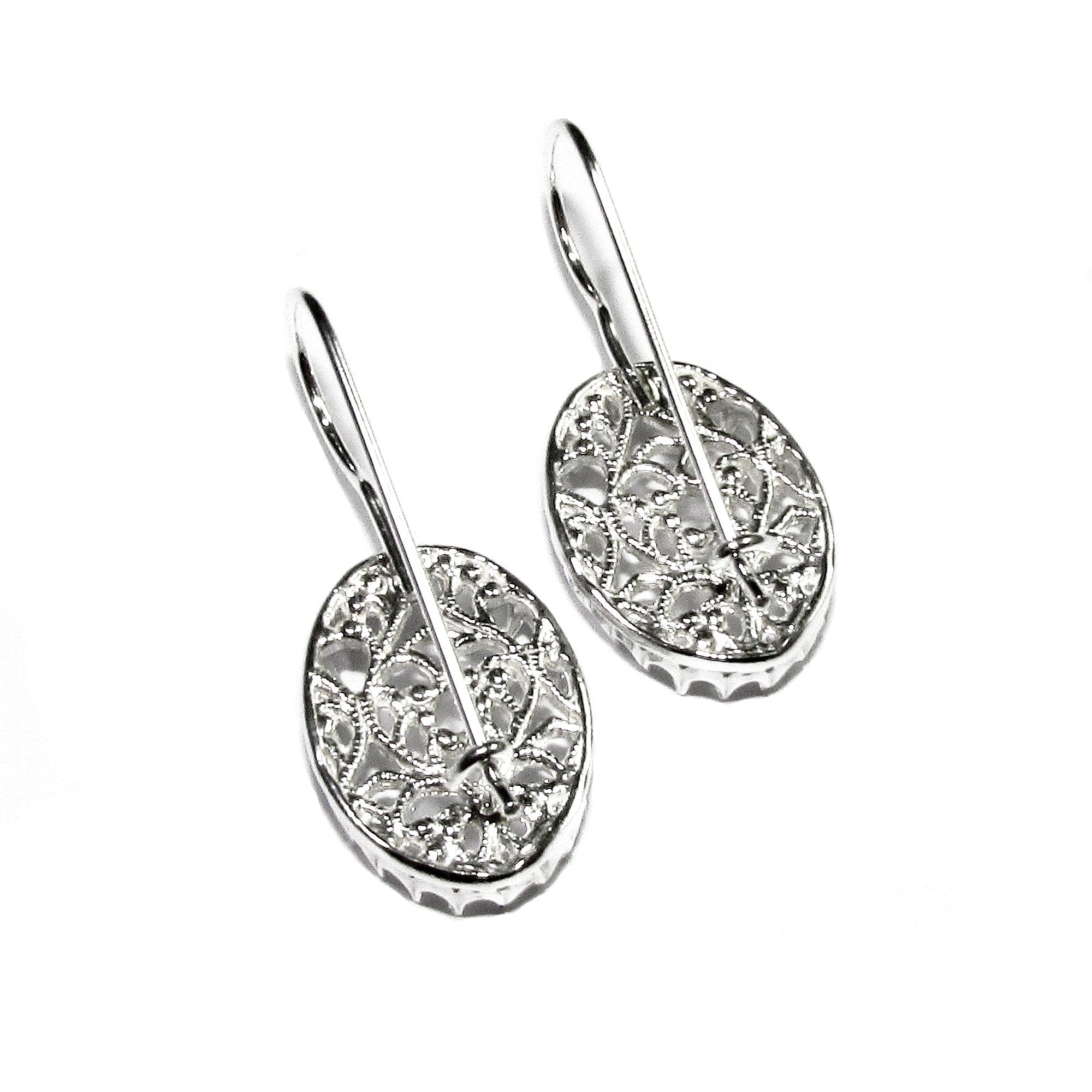 13x18 mm size 925 sterling silver blank earrings with bezel cup, Jewelry making, Setting, bezel cup, Base earrings - 1 pair (2 pieces)
