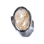 Statement Rutile quartz ring 925 sterling silver size 8 1/2, single copy, Silver ring, natural Rutile quartz, Statement ring, Handmade ring