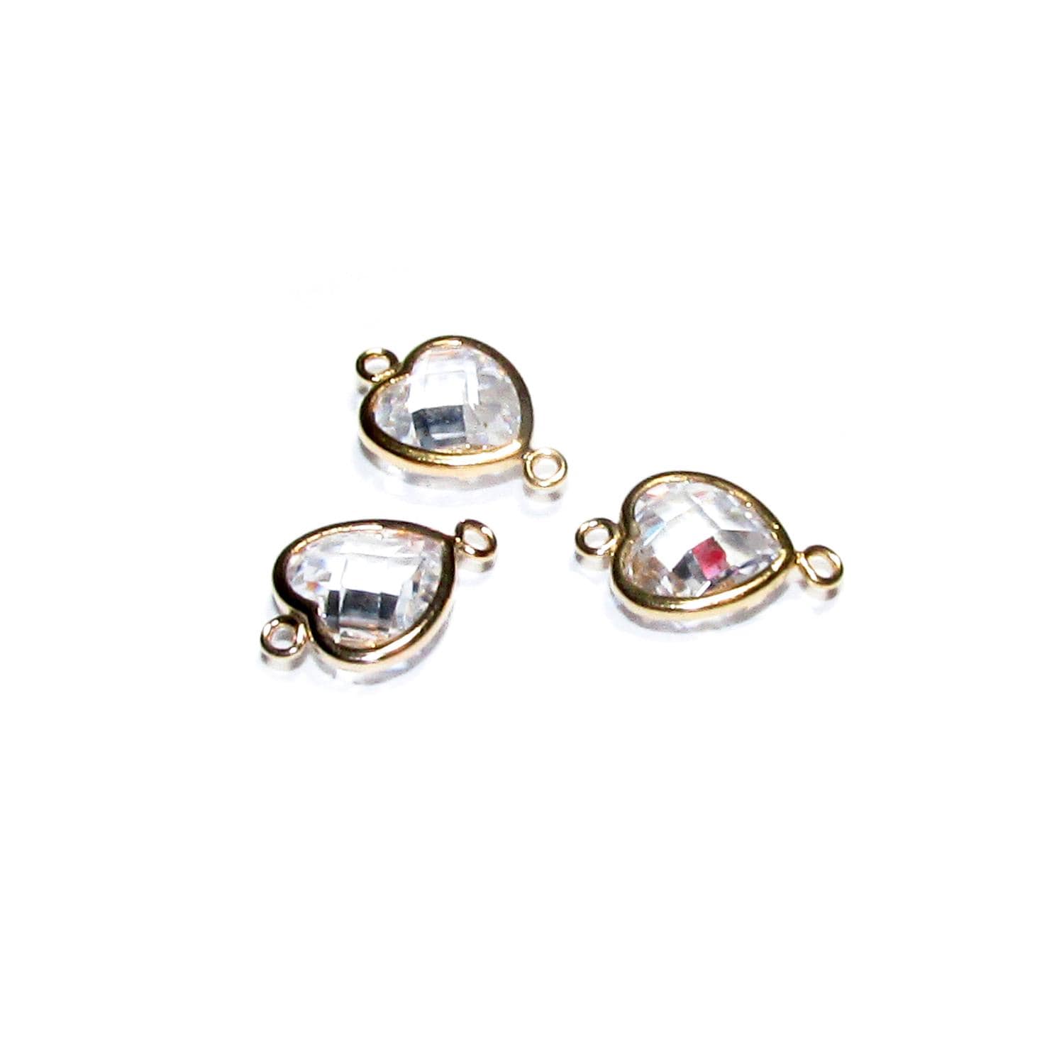 14K Gold Filled Checkerboard White topaz triangular Link Connector size 6mm, Gold filled link, Link connector, Jewelry making - 1 piece