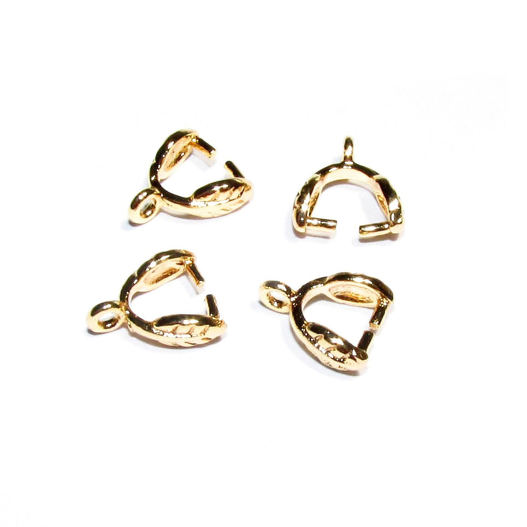 14K Yellow Gold Filled Decorative Pinch Pendant Bail size 9.0x3.0mm, Jewelry Making, Bail gold filled - 1 piece