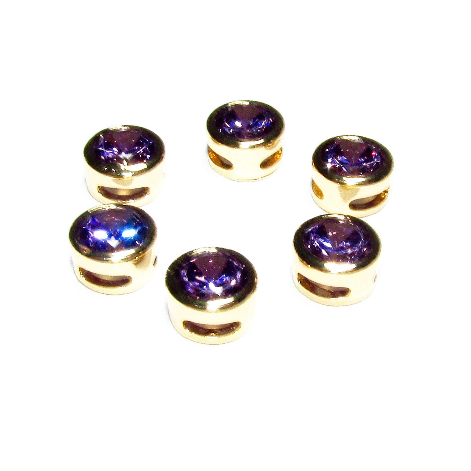 14K yellow gold filled decorative round beads with amethyst size 6.2x3.8 mm, Jewelry making, Gold filled beads, amethyst - 1 piece