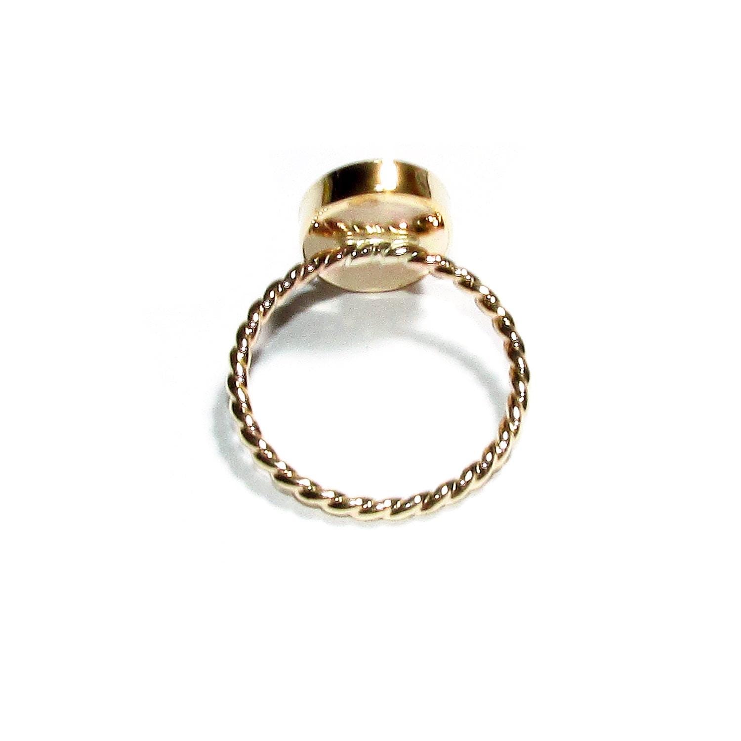 14K Yellow gold filled twisted blank ring with bezel cup 10x14mm size 4 - 11,Base ring, Bezel cup, Jewelry making, Gold filled - 1 piece