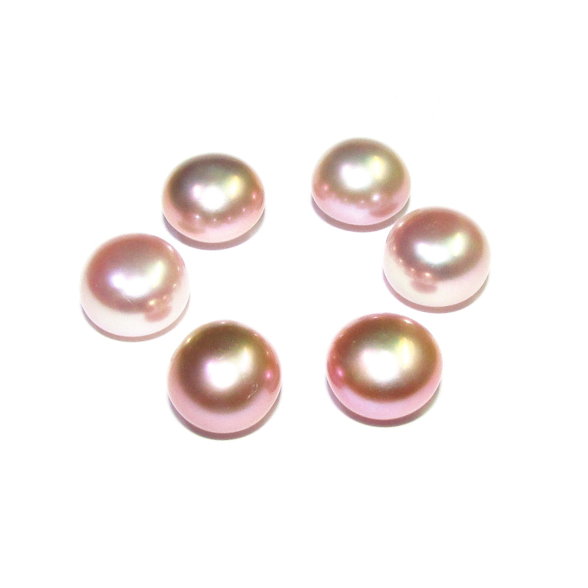 8 mm lilac pearls half-drilled Cabochon, Natural Pearl, lilac pearls Gemstone, Round pearl, Jewelry making, ring, earrings - 1 piece