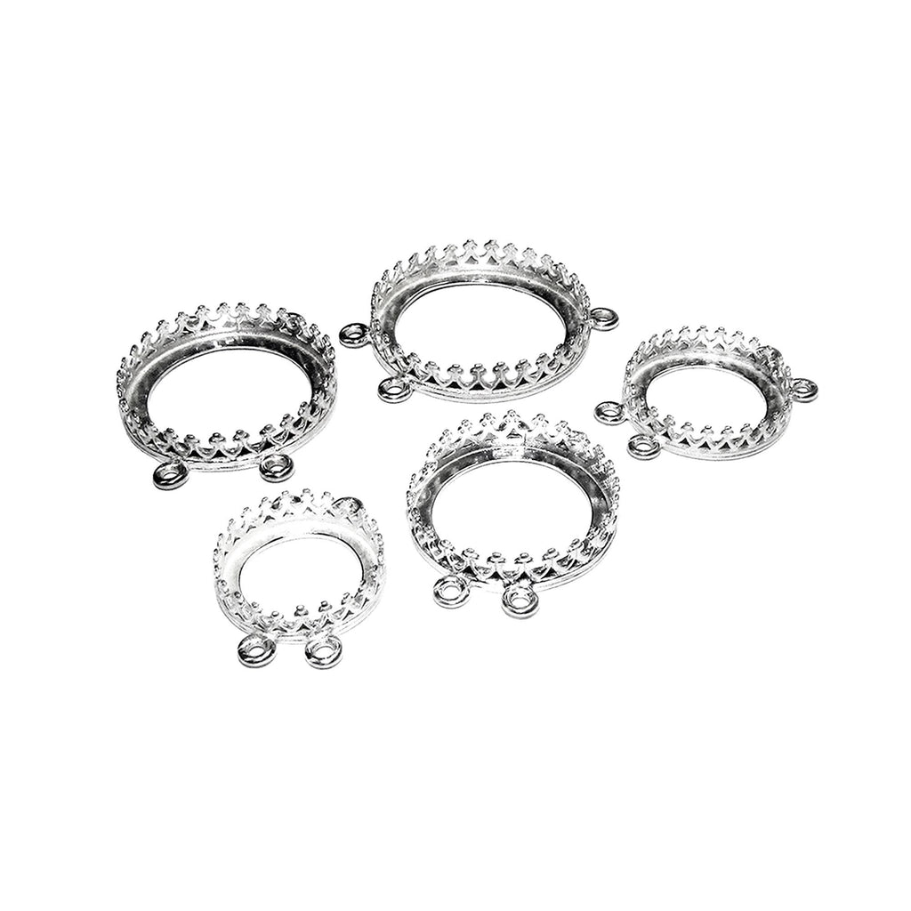 925 Sterling Silver Round Bezel Cup Settings with 4 rings, size 12, 14, 16, 18, 20 mm, Bezel cup, Jewelry making, Round bezel cup - 1 piece