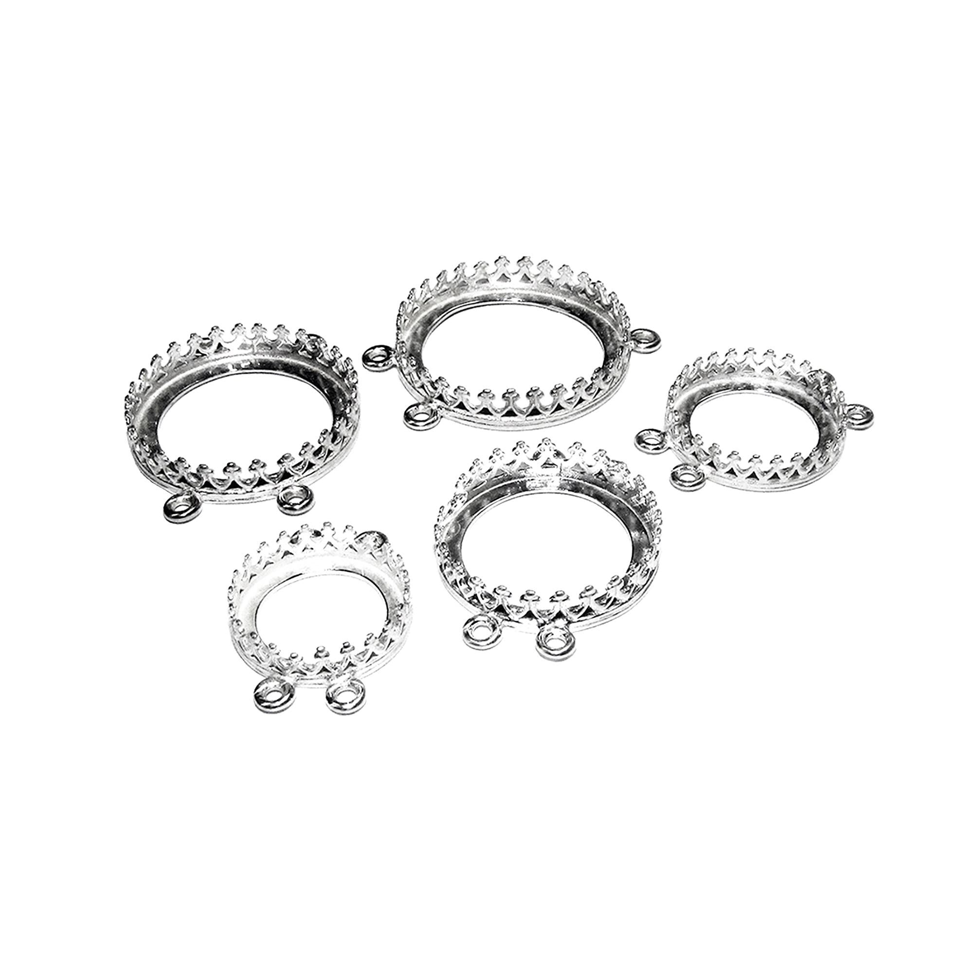 925 Sterling Silver Round Bezel Cup Settings with 4 rings, size 12, 14, 16, 18, 20 mm, Bezel cup, Jewelry making, Round bezel cup - 1 piece