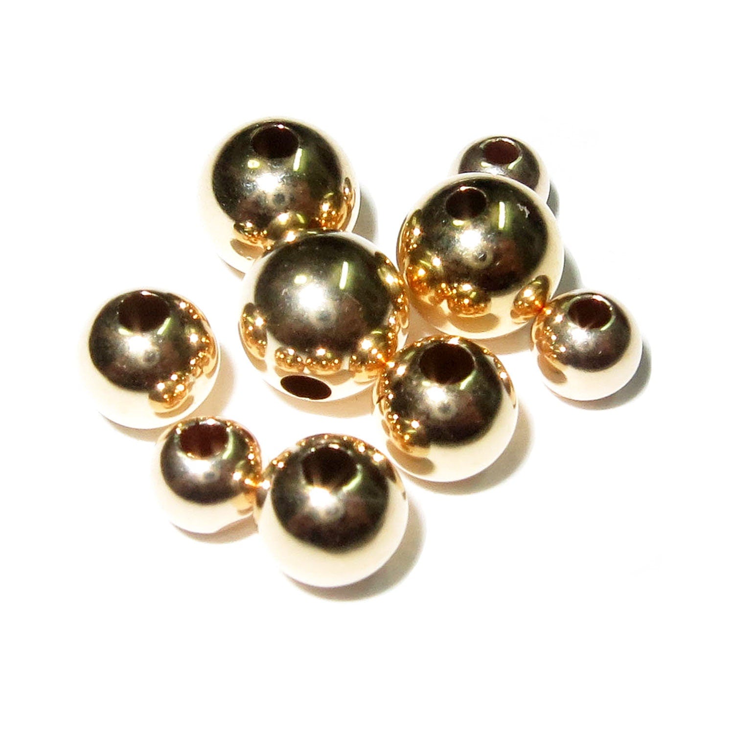 18K solid gold seamless round beads size 2.0-12.0 mm, solid gold beads, round beads, 18K solid gold, Gold beads, Jewelry making - 1 piece