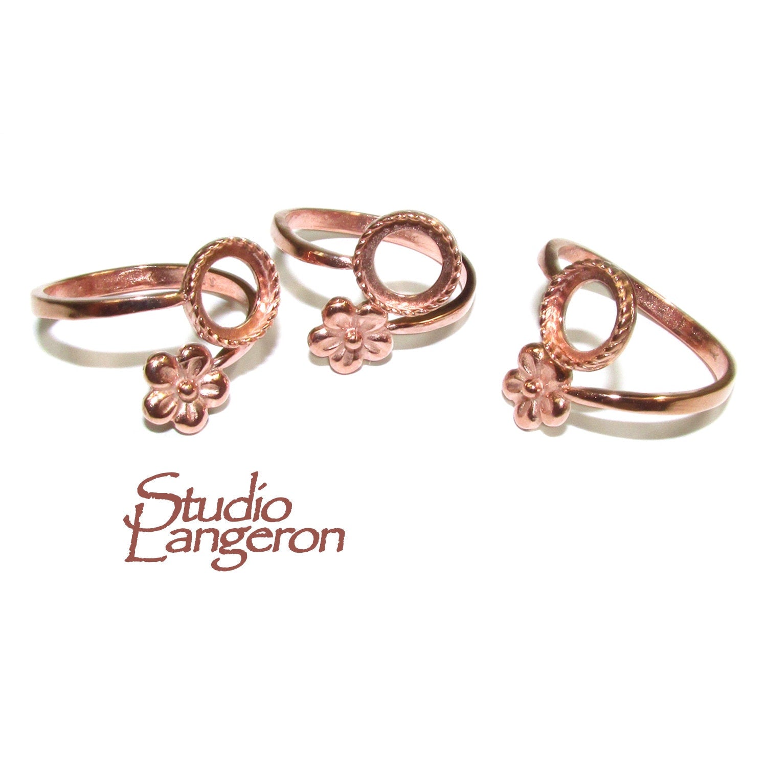 14K Rose gold filled open ring with bezel cup 8 mm, blank ring, Rose Gold filled, bezel cup, ring gold filled, 14K gold filled - 1 piece