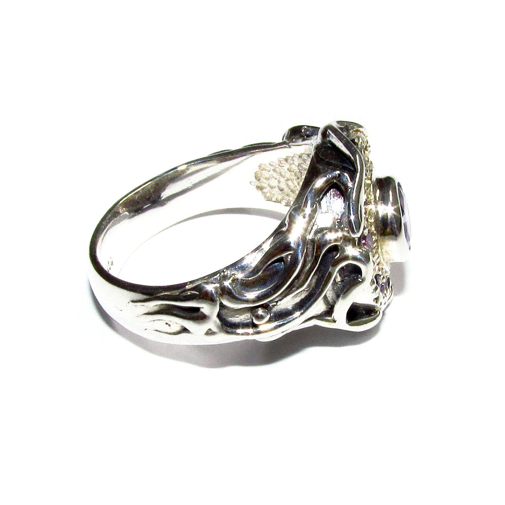 Statement Amethysts ring 925 sterling silver size 6 1/2, Handmade ring, single copy, sterling silver, Amethysts, silver ring, Amethyst ring