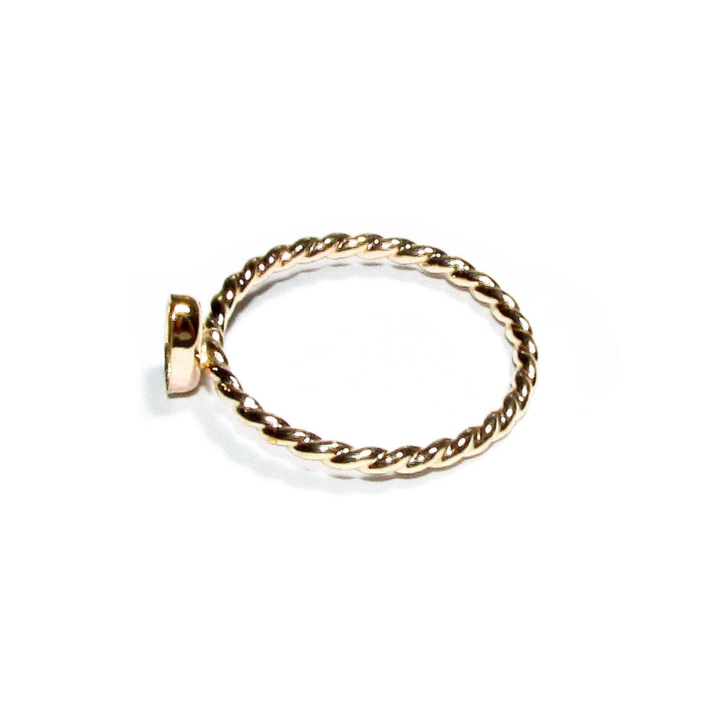 14K Yellow gold filled twisted blank ring with bezel cup 5x7mm size 4 - 11, Base ring, Bezel cup, Jewelry making, Setting - 1 piece