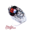 Statement Garnet ring 925 sterling silver size 7 1/2, Handmade ring, single copy, sterling silver, Garnet ring,  silver ring, red gemstone