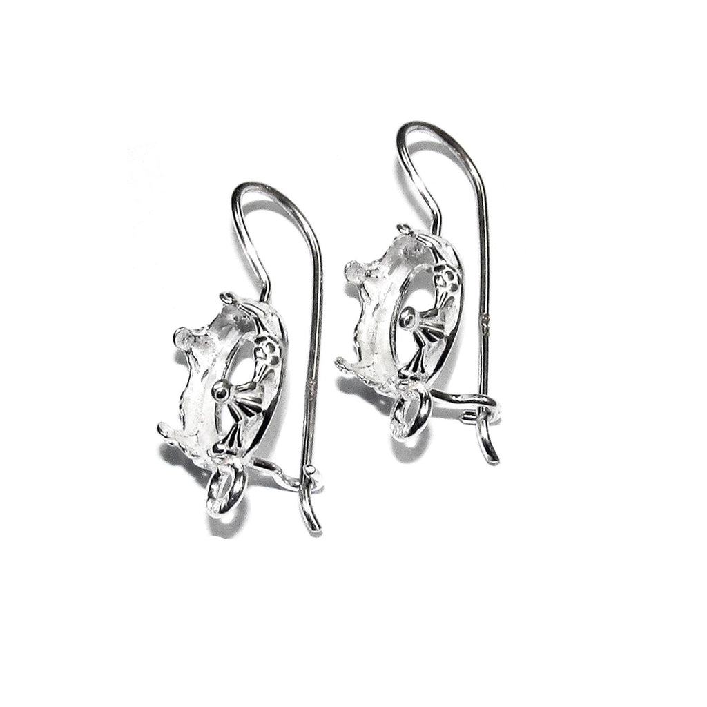 925 sterling silver blank earrings with oval bezel cup size 8x10-10x14mm, model 1231, Jewelry making, Setting, bezel cup - 1 pair (2 pieces)