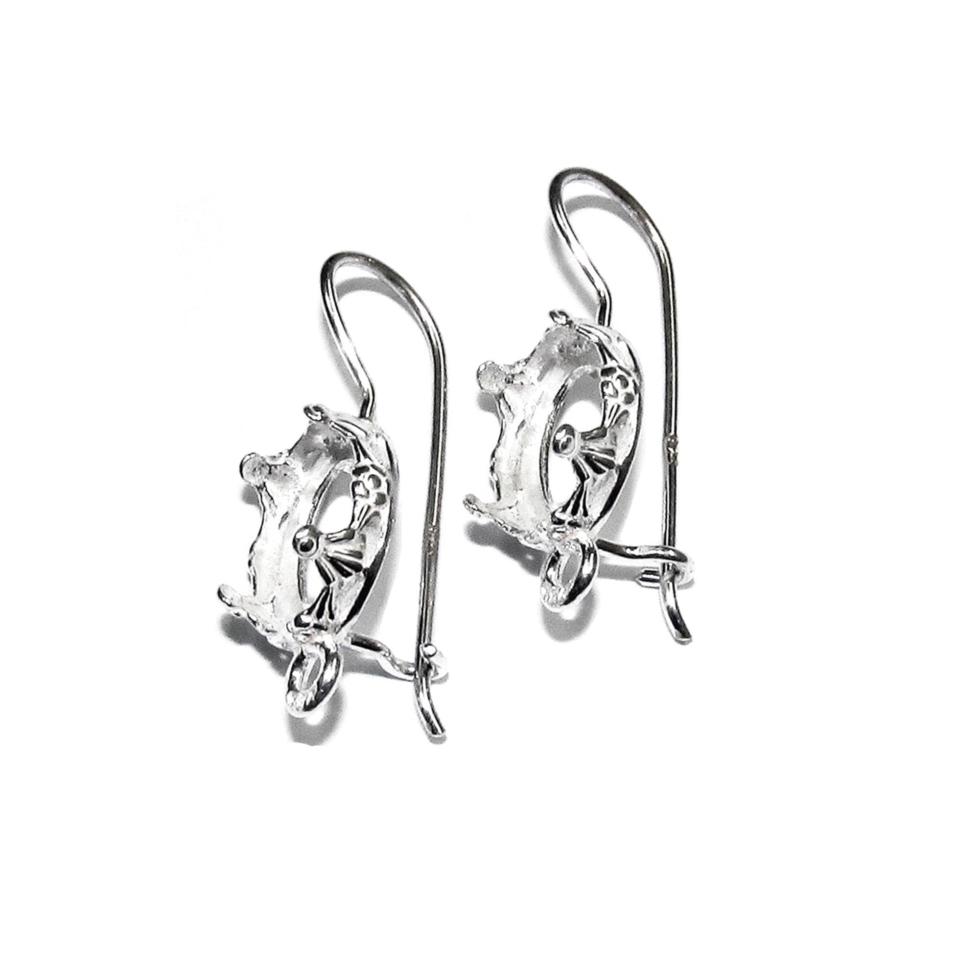 925 sterling silver blank earrings with oval bezel cup size 8x10-10x14mm, model 1231, Jewelry making, Setting, bezel cup - 1 pair (2 pieces)