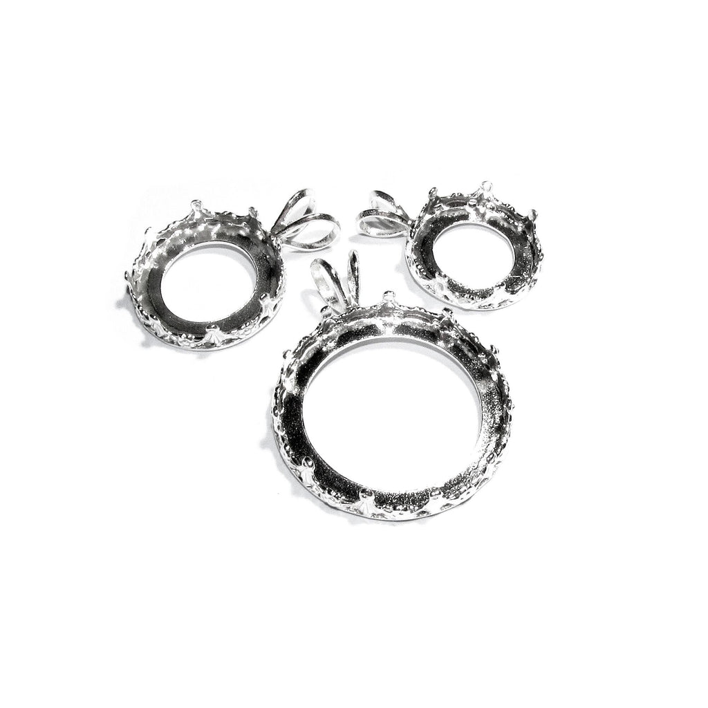 925 Sterling Silver Blank pendants sizes 8.0 - 24.0mm, model 1231, bezel cups, Jewelry making, Blank pendants, Setting - 1 piece