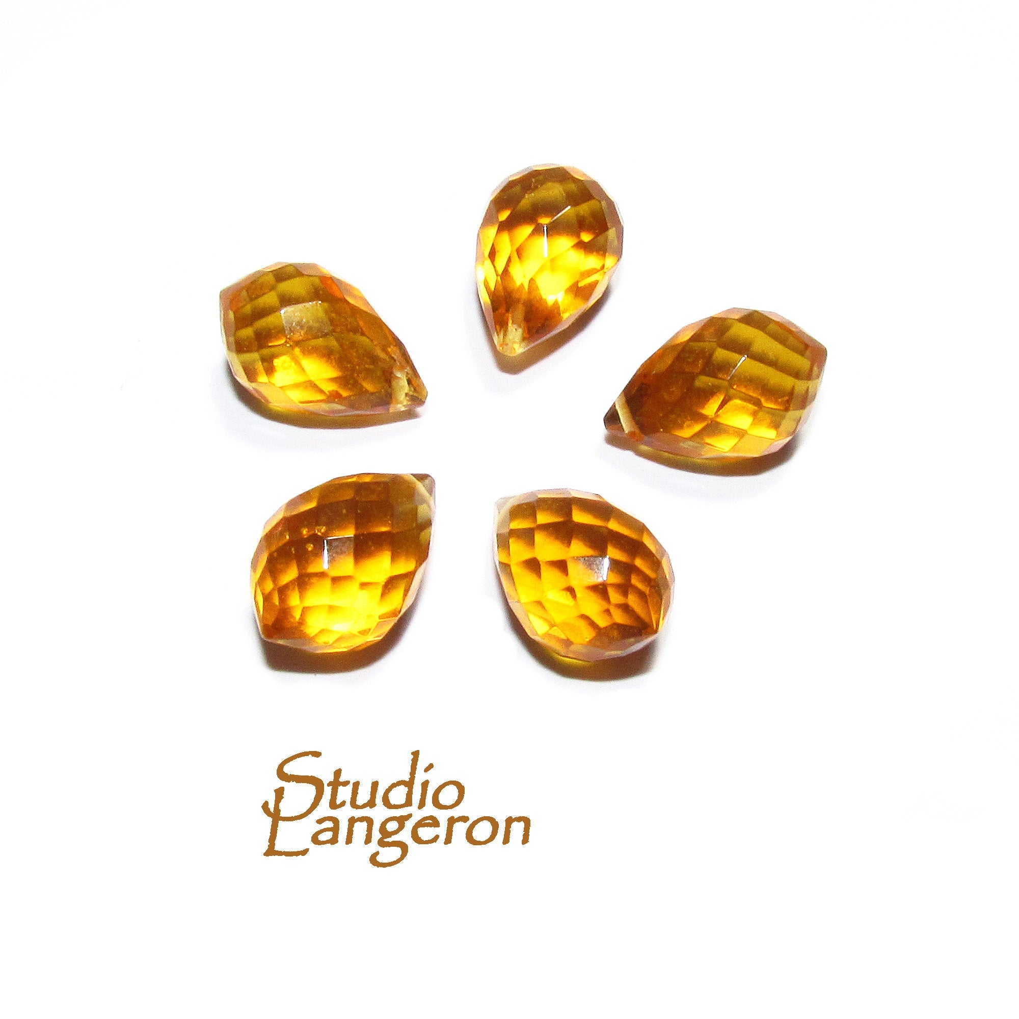 Natural Citrine Teardrop faceted Beads size 12x8 mm, Citrine Gemstone, Jewelry making, Natural Gemstone Teardrop beads - 1 piece