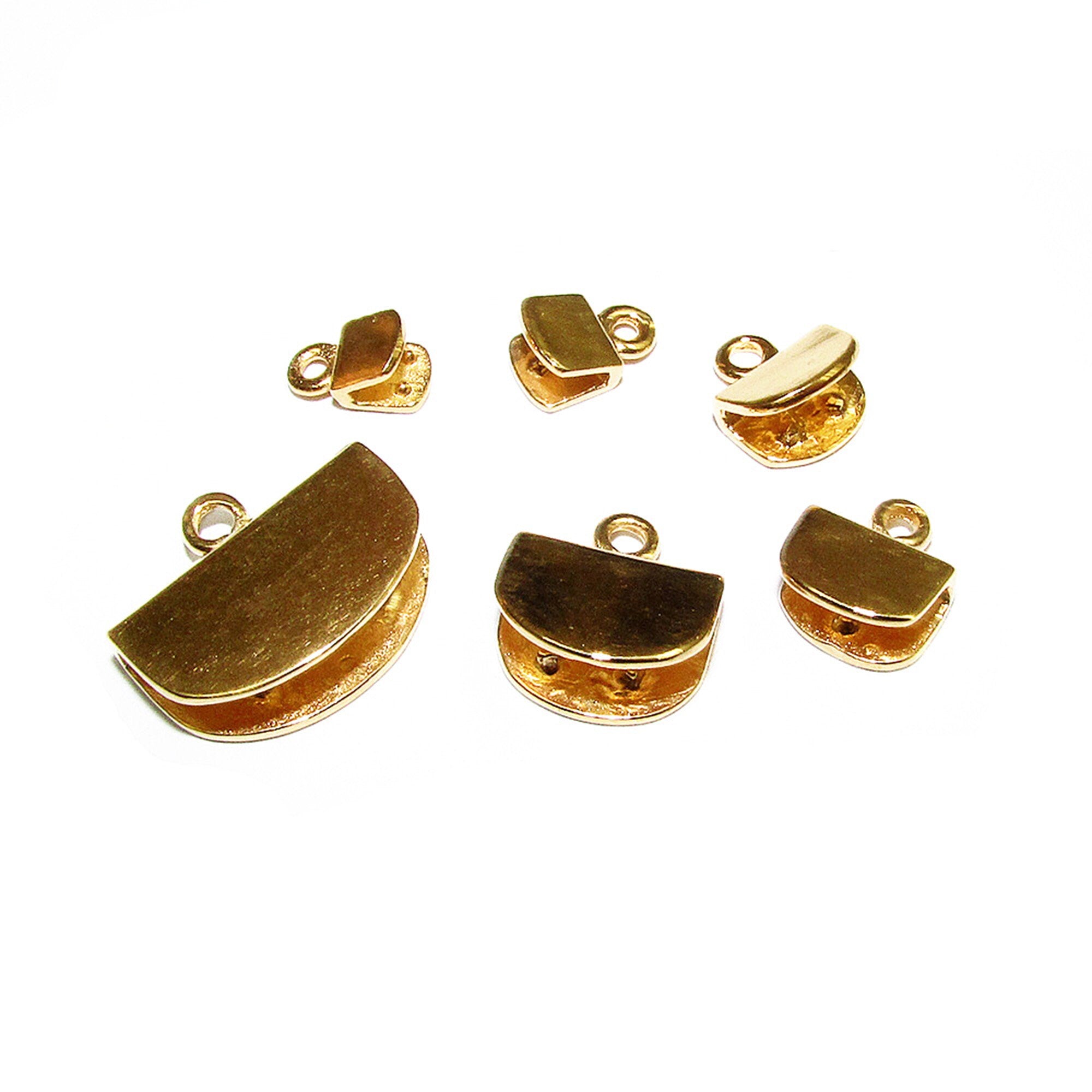 14K Gold Filled Flat Pinch End Caps Flat End Caps size 4.0, 5.0, 7.0, 8.0, 10.0, 15.0 mm, Flat end caps, Jewelry making - 1 pair (2 piece)