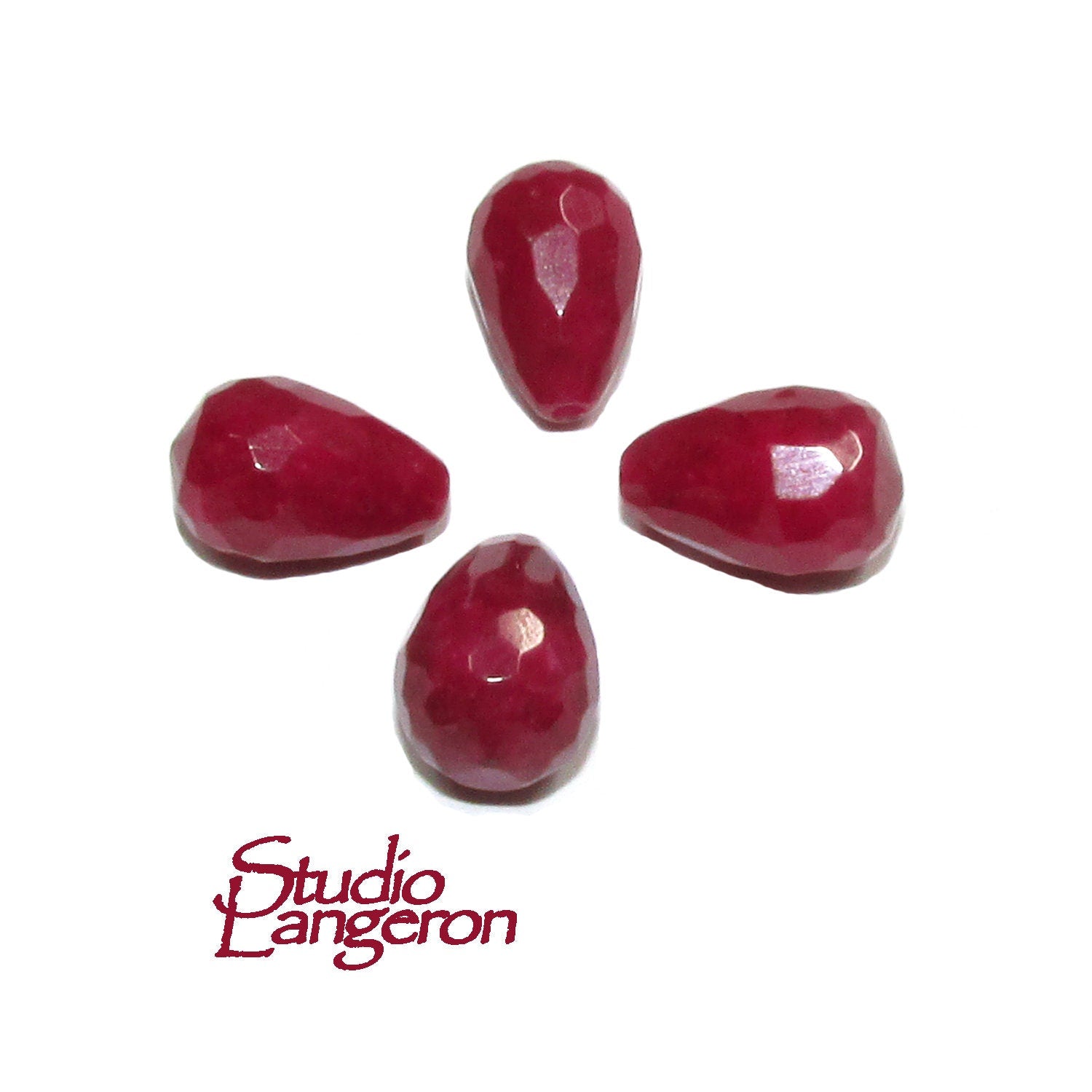 Natural African ruby Teardrop faceted half drilled Beads size 12x8 mm, Natural African ruby Half Drilled Beads, Jewelry making - 1 piece