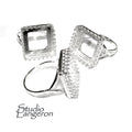14x14mm 925 sterling silver blank ring with square bezel cup size 5, 6, 7, 8, 9, silver ring, base ring, jewelry making, bezel cup - 1 piece