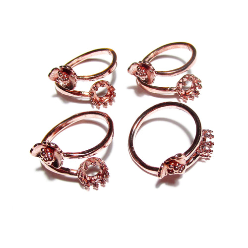 14K Rose gold filled open blank ring with bezel cup 6 mm, base ring, Setting, bezel cup, Jewelry making, Rose gold filled ring- 1 piece