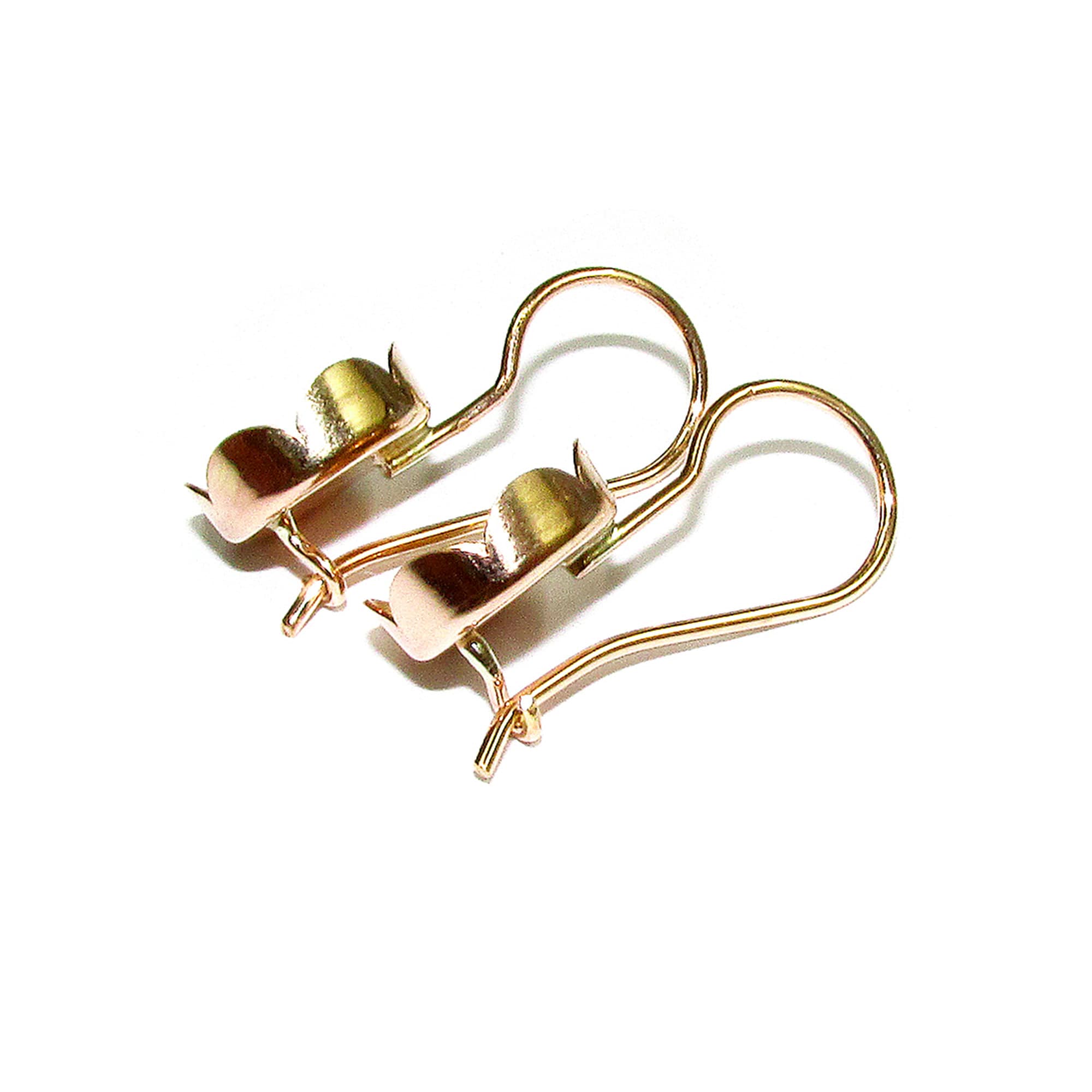 14K Yellow gold filled blank earrings with flower bezel cup 12 mm, Jewelry making, Setting, bezel cup, base earrings - 1 pair (2 piece)