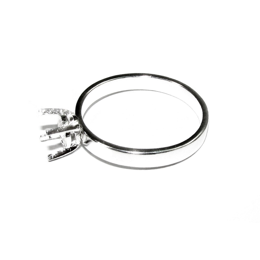 925 sterling silver blank ring with 4-prong setting 6 mm size 4-11, silver ring, Jewelry making, base ring, Setting, Prong setting - 1 piece