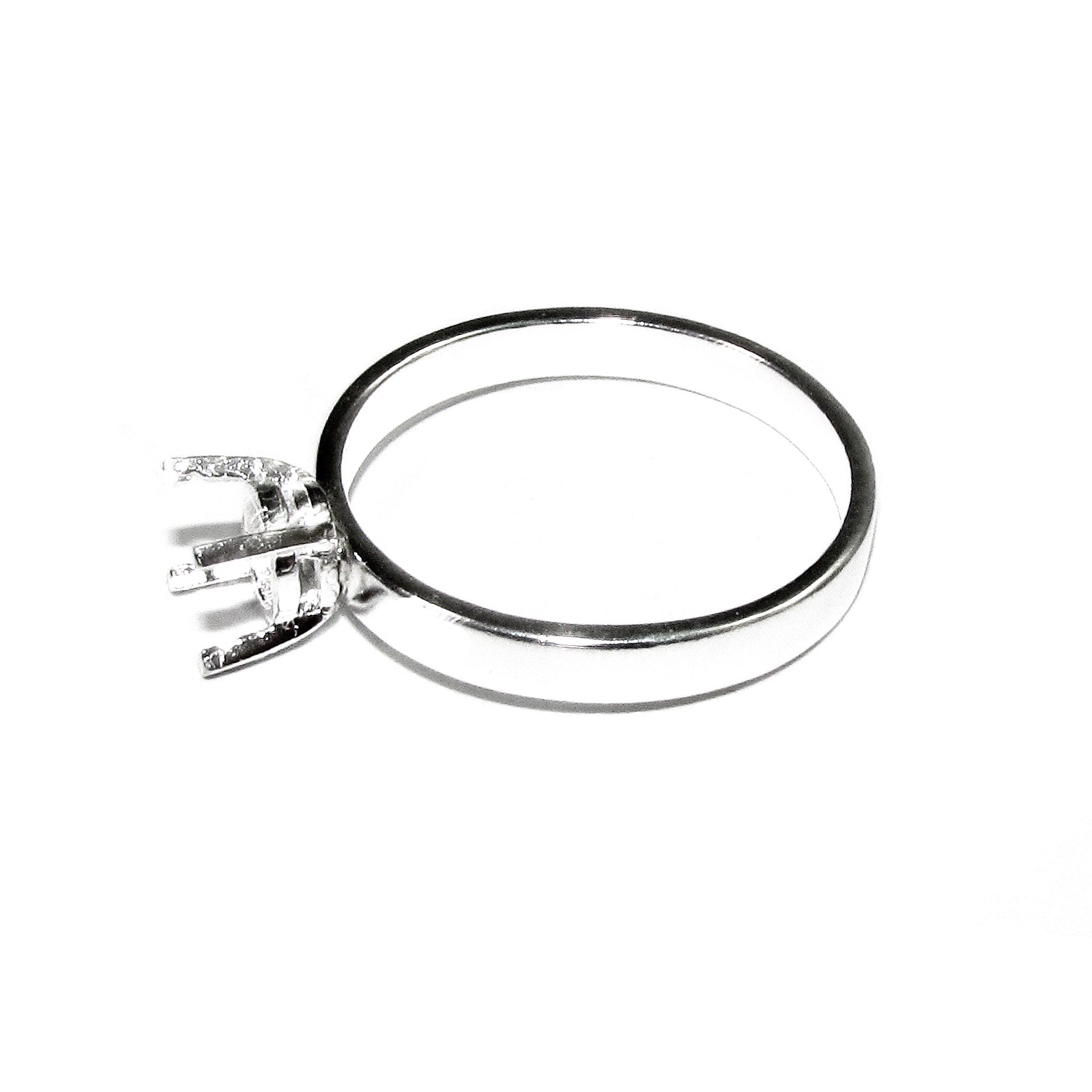925 sterling silver blank ring with 4-prong setting 6 mm size 4-11, silver ring, Jewelry making, base ring, Setting, Prong setting - 1 piece