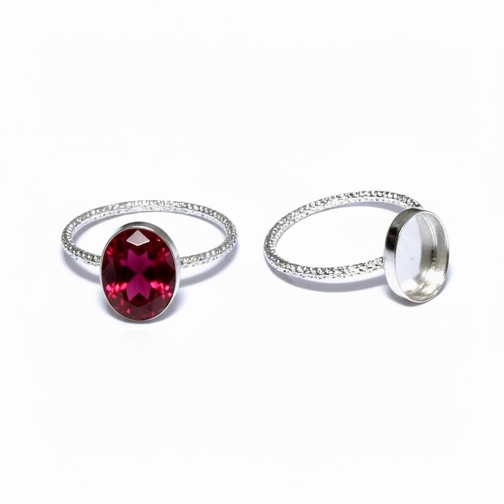 925 Sterling silver blank ring with bezel cup 7x9mm size 4, 5, 6, 7, 8, 9, 10, 11, Jewelry making, bezel cup, base ring, Setting - 1 piece