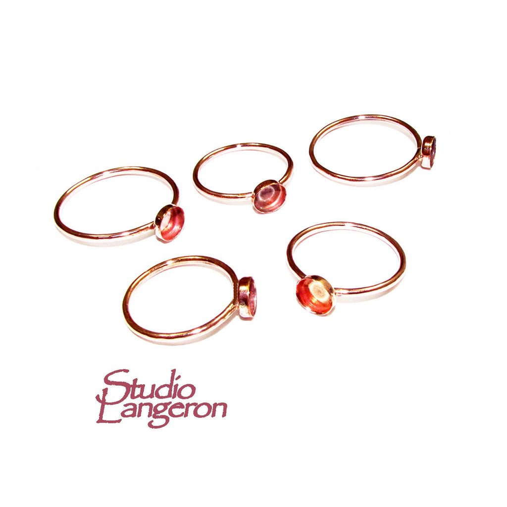14K Rose solid gold blank ring with bezel cup 5 mm size 4 - 11, Base ring, Gold ring, bezel cup, Jewelry making, Setting - 1 piece