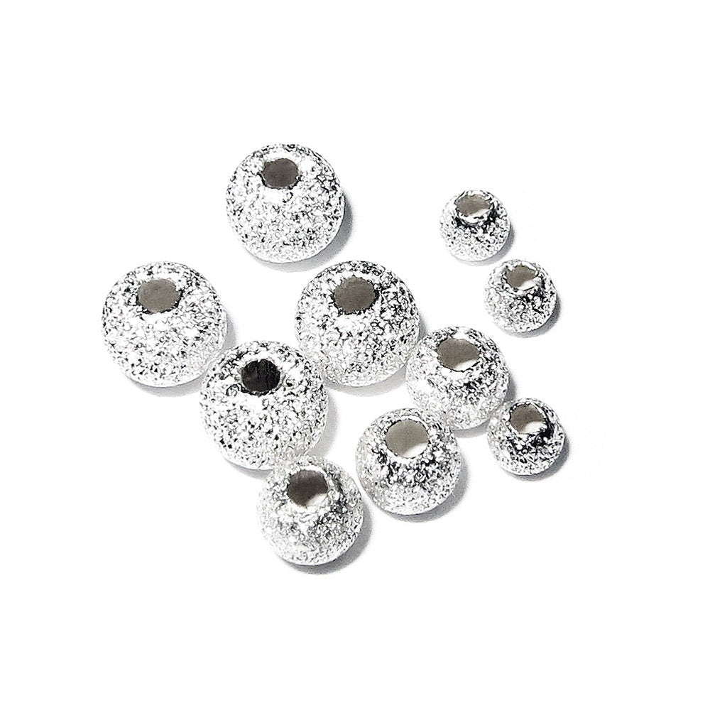 925 Sterling Silver Round Stardust Beads size 3, 4, 5, 6, 8, 10, 12 mm, Round Beads, stardust beads, Silver beads, Jewelry making - 1 piece
