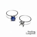 925 sterling silver blank ring with 4-prong setting 7 mm size 4-11, silver ring, Jewelry making, base ring, Setting, Prong setting - 1 piece