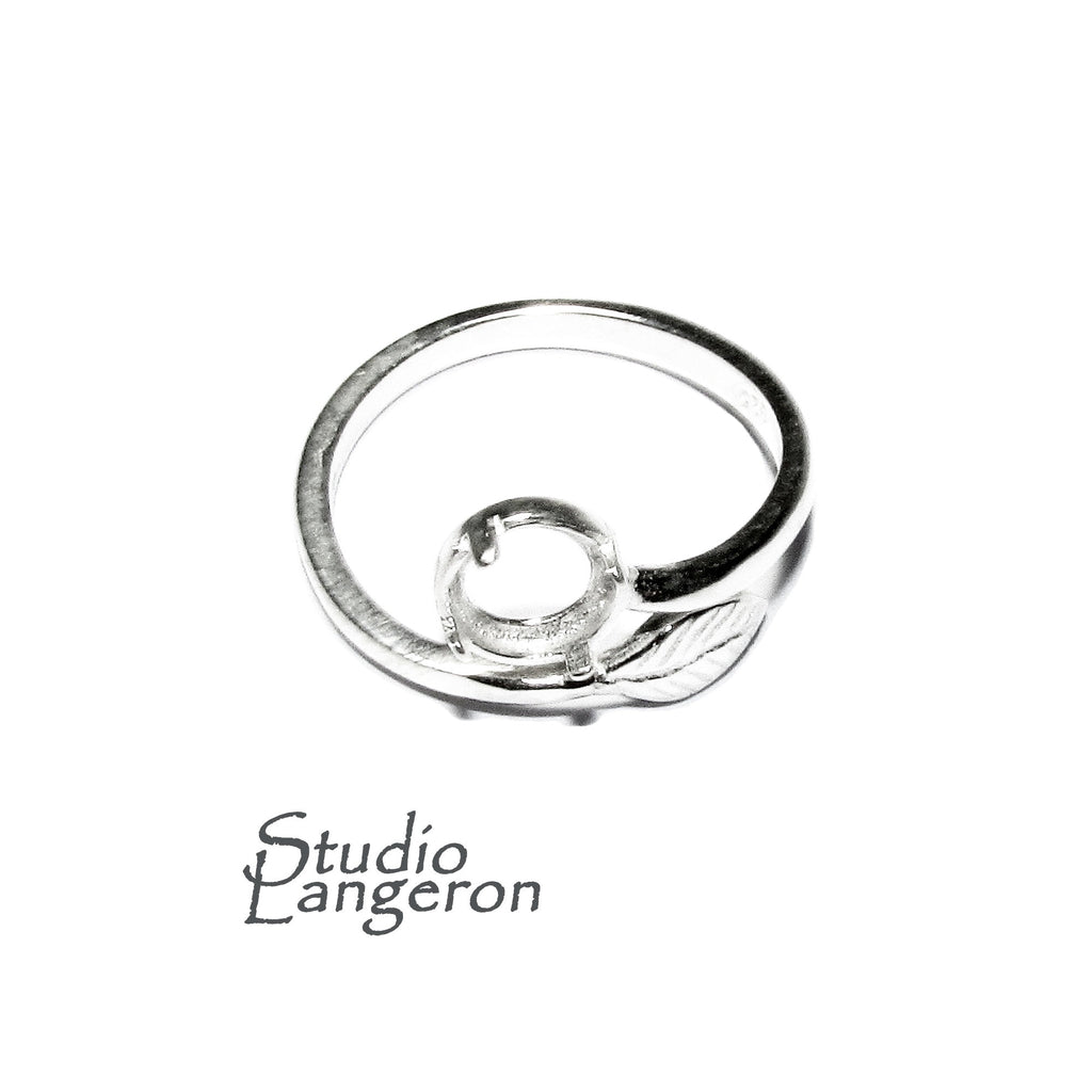 925 sterling silver open blank ring with bezel cup 6 mm, silver ring, base ring, Jewelry making, ring mounting, sterling silver - 1 piece