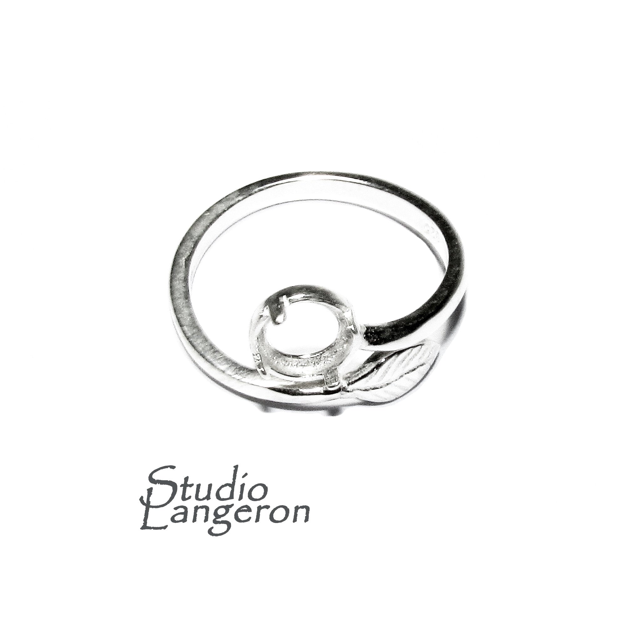 925 sterling silver open blank ring with bezel cup 6 mm, silver ring, base ring, Jewelry making, ring mounting, sterling silver - 1 piece