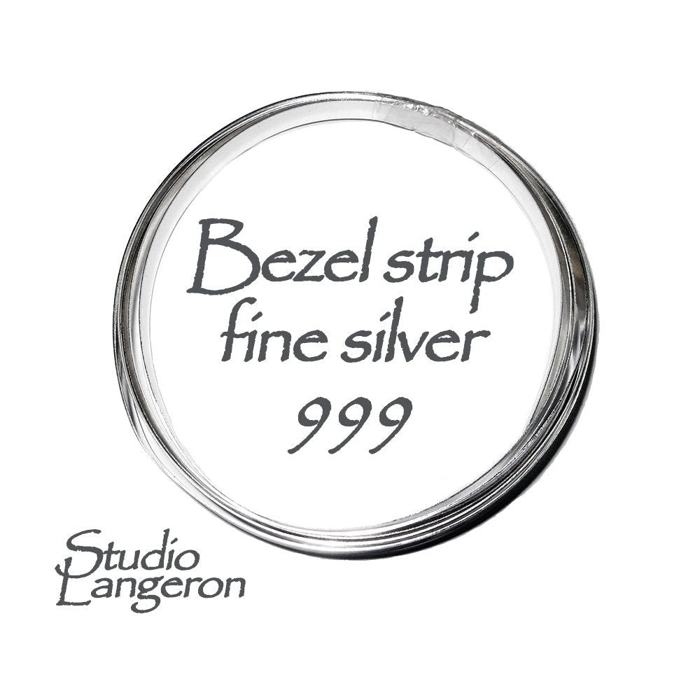 999 fine silver bezel strip wire thickness 0.3 mm (28 GA), Width 3.0 - 10.0 mm, Bezel strip, Fine silver, Jewelry making - 4 inch (10 cm)