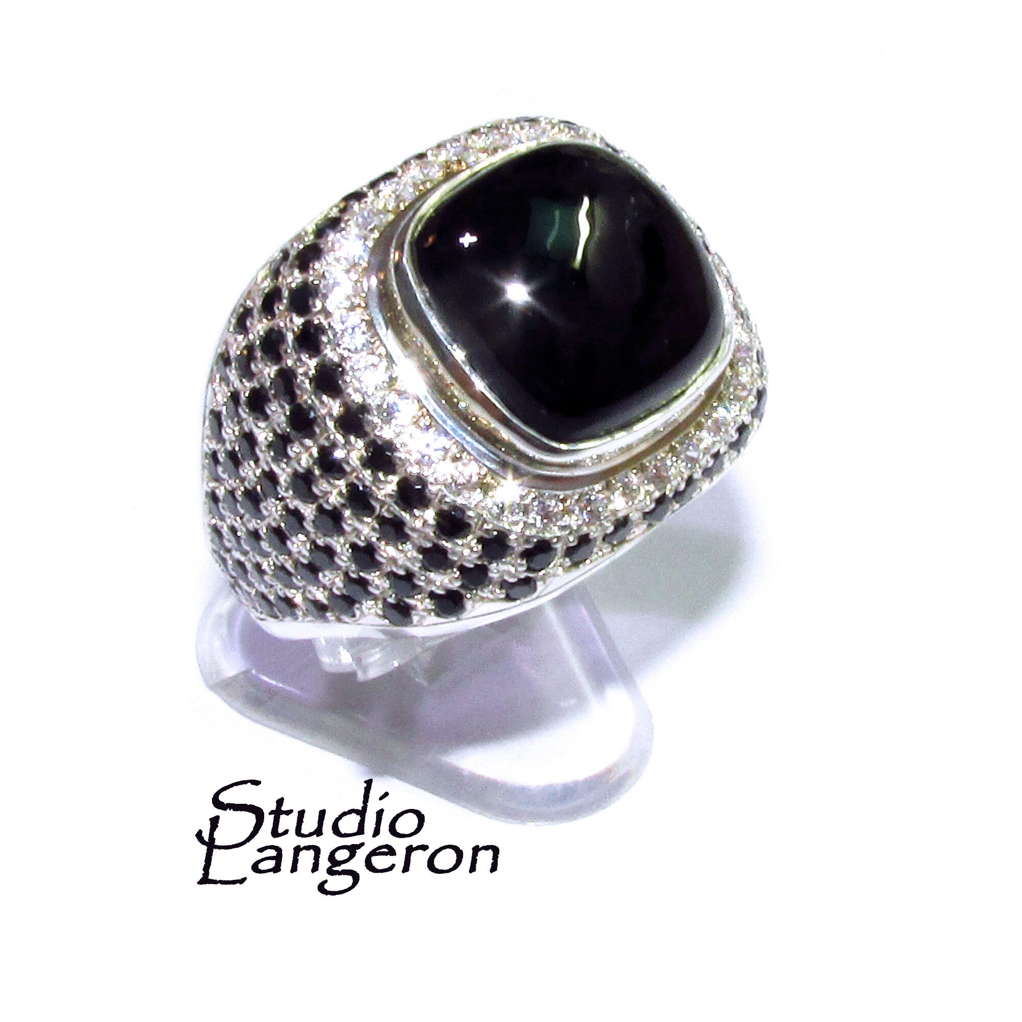 Black onyx man ring 925 sterling silver size 9 1/2, Handmade ring, single copy, sterling silver, natural onyx, man ring, black gemstone